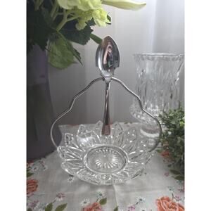 Pressed Glass Sunflower Condiment Server